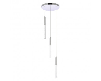 Elegant Ruelle 3 Lights Pendant - Chrome, L 12" (5203D12C)