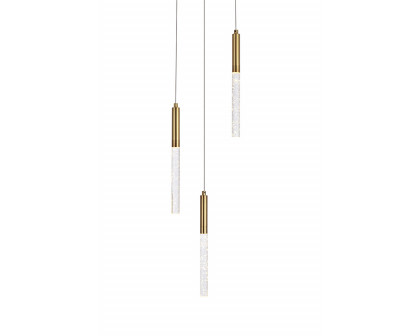 Elegant Ruelle 3 Lights Pendant - Gold, L 12" (5203D12G)