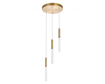 Elegant Ruelle 3 Lights Pendant - Gold, L 12" (5203D12G)