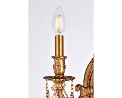 Elegant Chateau Design 2-Light 10'' Wall Sconce - French Gold/Golden Teak (9202W9FG-GT-RC)