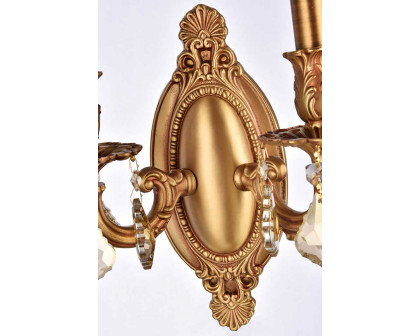 Elegant Chateau Design 2-Light 10'' Wall Sconce - French Gold/Golden Teak (9202W9FG-GT-RC)