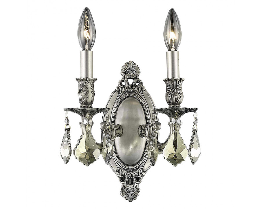 Elegant Chateau Design 2-Light 10'' Wall Sconce - Pewter/Golden Teak (9202W9PW-GT-RC)