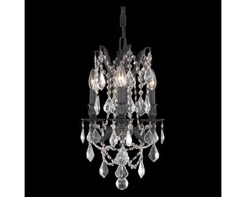 Elegant Chateau Design 3-Light 18'' Mini Chandelier - Dark Bronze/Golden Teak (9203D13DB-GT-RC)