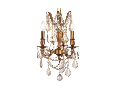 Elegant Chateau Design 3-Light 18'' Mini Chandelier - French Gold/Golden Teak (9203D13FG-GT-RC)