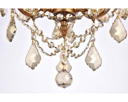 Elegant Chateau Design 3-Light 18'' Mini Chandelier - French Gold/Golden Teak (9203D13FG-GT-RC)