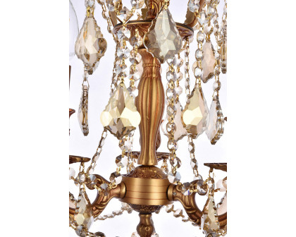 Elegant Chateau Design 3-Light 18'' Mini Chandelier - French Gold/Golden Teak (9203D13FG-GT-RC)