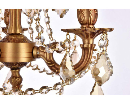 Elegant Chateau Design 3-Light 18'' Mini Chandelier - French Gold/Golden Teak (9203D13FG-GT-RC)