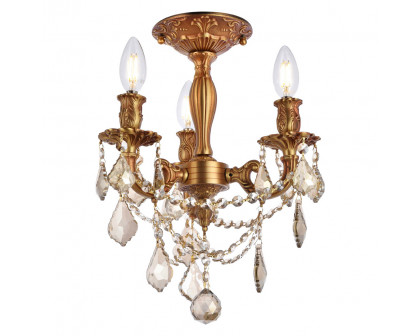 Elegant Chateau Design 3-Light 14'' Ceiling Mount - French Gold/Golden Teak (9203F13FG-GT-RC)