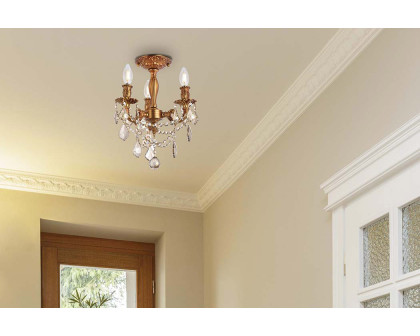 Elegant Chateau Design 3-Light 14'' Ceiling Mount - French Gold/Golden Teak (9203F13FG-GT-RC)