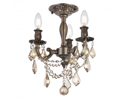 Elegant Chateau Design 3-Light 14'' Ceiling Mount - Pewter/Golden Teak (9203F13PW-GT-RC)