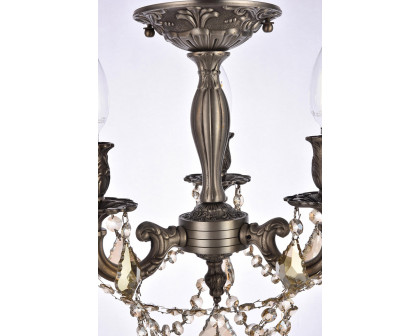 Elegant Chateau Design 3-Light 14'' Ceiling Mount - Pewter/Golden Teak (9203F13PW-GT-RC)