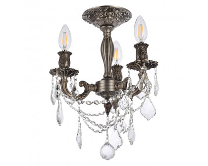 Elegant Chateau Design 3-Light 14'' Ceiling Mount - Pewter (9203F13PW-RC)