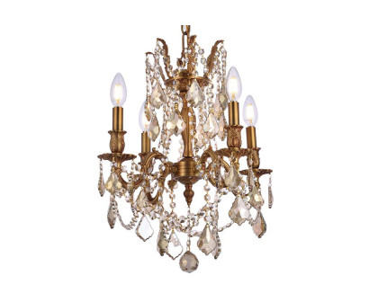 Elegant Chateau Design 4-Light 21'' Mini Chandelier - French Gold/Golden Teak (9204D17FG-GT-RC)