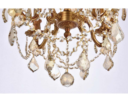 Elegant Chateau Design 4-Light 21'' Mini Chandelier - French Gold/Golden Teak (9204D17FG-GT-RC)