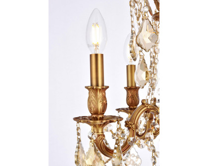 Elegant Chateau Design 4-Light 21'' Mini Chandelier - French Gold/Golden Teak (9204D17FG-GT-RC)