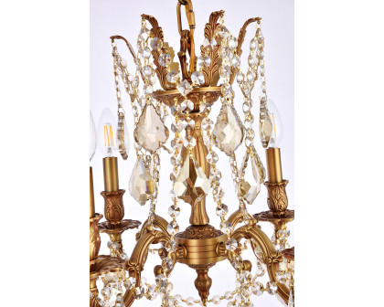 Elegant Chateau Design 4-Light 21'' Mini Chandelier - French Gold/Golden Teak (9204D17FG-GT-RC)