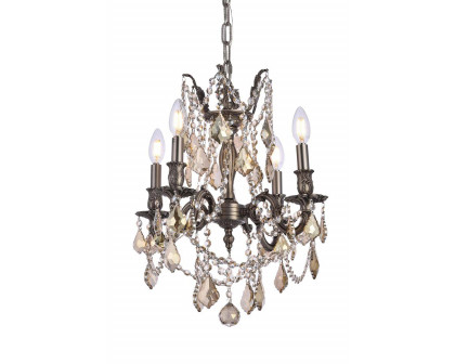 Elegant Chateau Design 4-Light 21'' Mini Chandelier - Pewter/Golden Teak (9204D17PW-GT-RC)