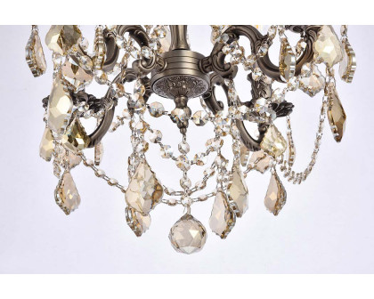 Elegant Chateau Design 4-Light 21'' Mini Chandelier - Pewter/Golden Teak (9204D17PW-GT-RC)