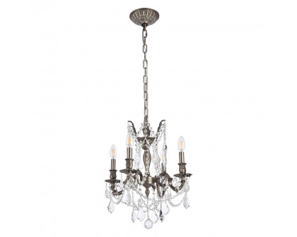 Elegant Chateau Design 4-Light 21'' Mini Chandelier - Pewter (9204D17PW-RC)