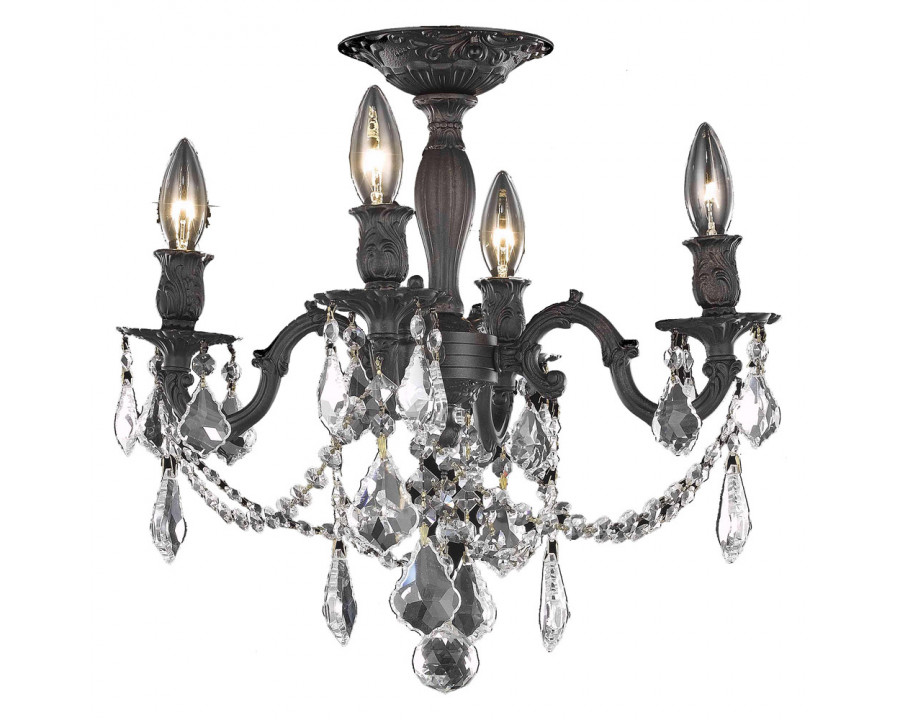 Elegant Chateau Design 4-Light 19'' Ceiling Mount - Dark Bronze/Golden Teak (9204F17DB-GT-RC)