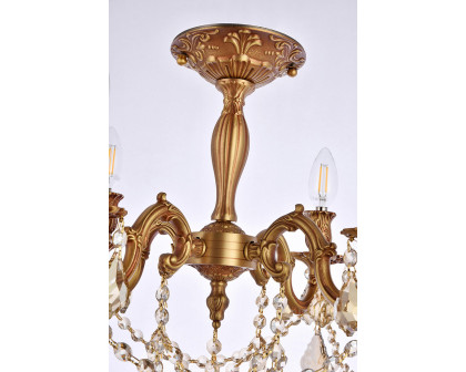 Elegant Chateau Design 4-Light 19'' Ceiling Mount - French Gold/Golden Teak (9204F17FG-GT-RC)