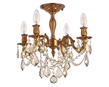 Elegant Chateau Design 4-Light 19'' Ceiling Mount - French Gold/Golden Teak (9204F17FG-GT-RC)