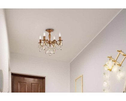 Elegant Chateau Design 4-Light 19'' Ceiling Mount - French Gold/Golden Teak (9204F17FG-GT-RC)