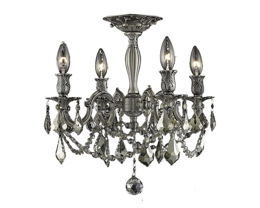 Elegant Chateau Design 4-Light 19'' Ceiling Mount - Pewter/Golden Teak (9204F17PW-GT-RC)