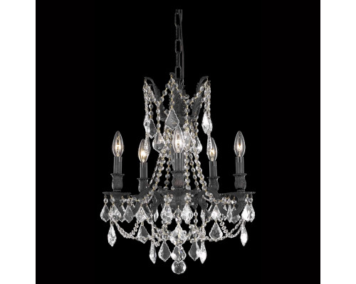 Elegant Chateau Design 5-Light 19'' Mini Chandelier - Dark Bronze/Golden Teak (9205D18DB-GT-RC)