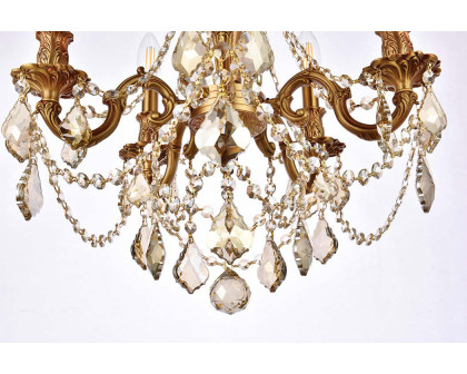 Elegant Chateau Design 5-Light 19'' Mini Chandelier - French Gold/Golden Teak (9205D18FG-GT-RC)