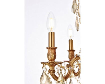 Elegant Chateau Design 5-Light 19'' Mini Chandelier - French Gold/Golden Teak (9205D18FG-GT-RC)