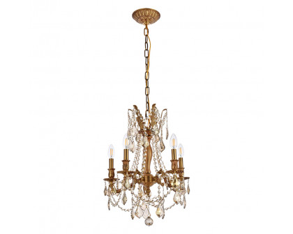 Elegant Chateau Design 5-Light 19'' Mini Chandelier - French Gold/Golden Teak (9205D18FG-GT-RC)