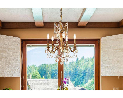 Elegant Chateau Design 5-Light 19'' Mini Chandelier - French Gold/Golden Teak (9205D18FG-GT-RC)