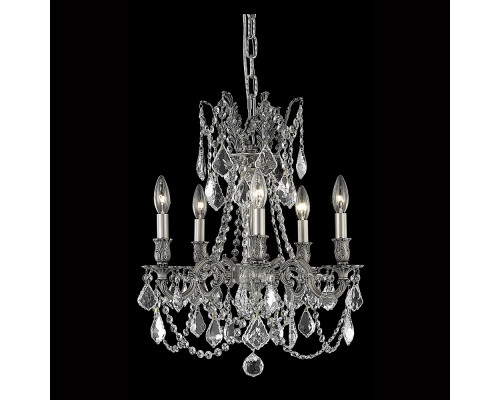 Elegant Chateau Design 5-Light 19'' Mini Chandelier - Pewter/Golden Teak (9205D18PW-GT-RC)