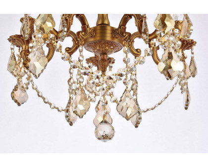 Elegant Chateau Design 5-Light 18'' Ceiling Mount - French Gold/Golden Teak (9205F18FG-GT-RC)