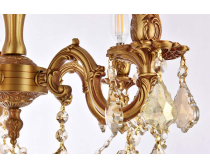 Elegant Chateau Design 5-Light 18'' Ceiling Mount - French Gold/Golden Teak (9205F18FG-GT-RC)