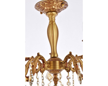 Elegant Chateau Design 5-Light 18'' Ceiling Mount - French Gold/Golden Teak (9205F18FG-GT-RC)