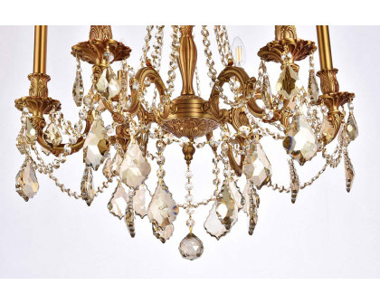 Elegant Chateau Design 6-Light 26'' Chandelier - French Gold/Golden Teak (9206D23FG-GT-RC)