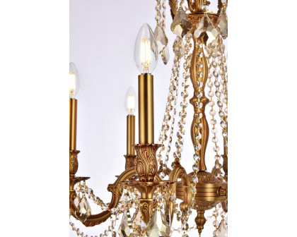 Elegant Chateau Design 6-Light 26'' Chandelier - French Gold/Golden Teak (9206D23FG-GT-RC)