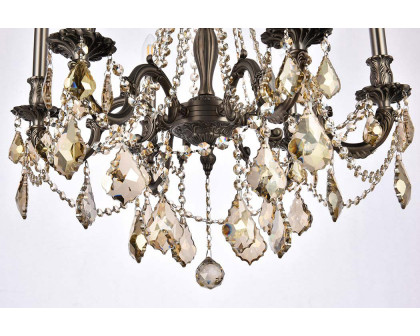 Elegant Chateau Design 6-Light 26'' Chandelier - Pewter/Golden Teak (9206D23PW-GT-RC)