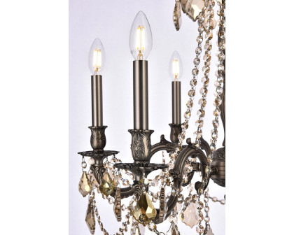 Elegant Chateau Design 6-Light 26'' Chandelier - Pewter/Golden Teak (9206D23PW-GT-RC)