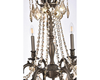 Elegant Chateau Design 6-Light 26'' Chandelier - Pewter/Golden Teak (9206D23PW-GT-RC)