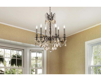 Elegant Chateau Design 6-Light 26'' Chandelier - Pewter/Golden Teak (9206D23PW-GT-RC)