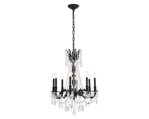 Elegant Chateau Design 8-Light 30'' Chandelier - Dark Bronze/Golden Teak (9208D24DB-GT-RC)