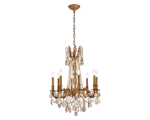 Elegant Chateau Design 8-Light 30'' Chandelier - French Gold/Golden Teak (9208D24FG-GT-RC)