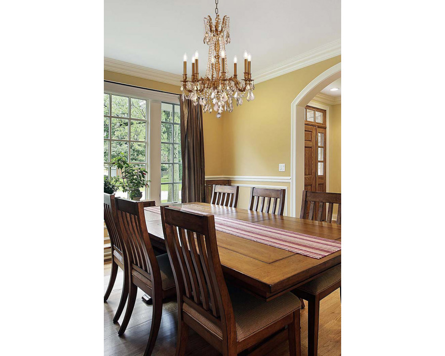 Elegant Chateau Design 8-Light 30'' Chandelier - French Gold/Golden Teak (9208D24FG-GT-RC)