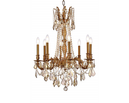 Elegant Chateau Design 8-Light 30'' Chandelier - French Gold/Golden Teak (9208D24FG-GT-RC)