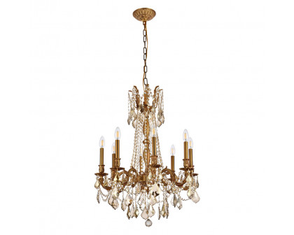 Elegant Chateau Design 8-Light 30'' Chandelier - French Gold/Golden Teak (9208D24FG-GT-RC)