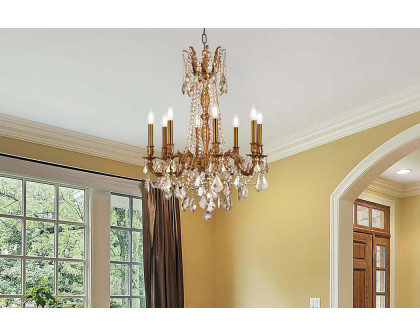 Elegant Chateau Design 8-Light 30'' Chandelier - French Gold/Golden Teak (9208D24FG-GT-RC)