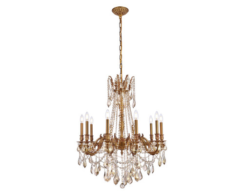 Elegant Chateau Design 10-Light 31'' Chandelier - French Gold/Golden Teak (9210D28FG-GT-RC)